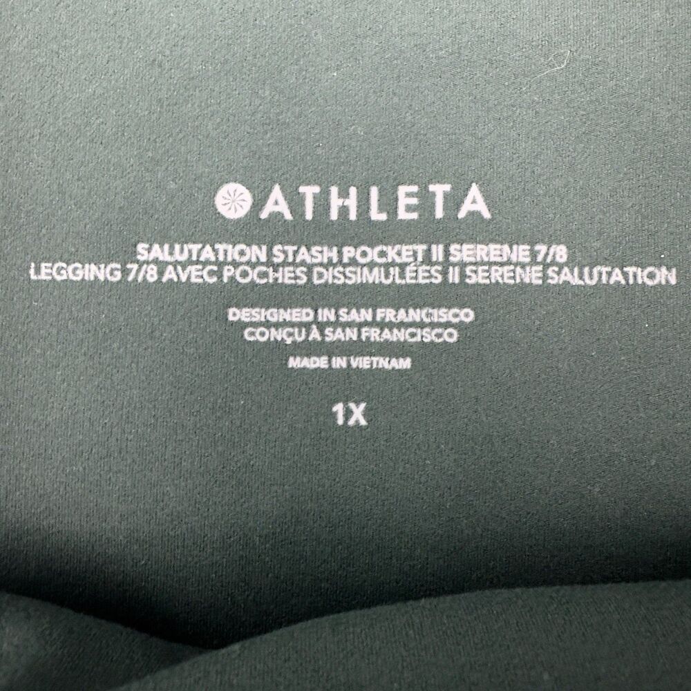 Athleta Leggings/Crop Tank Top Set Green Camo Stripe Salutation Stash 1X XL D-DD - Picture 13 of 16